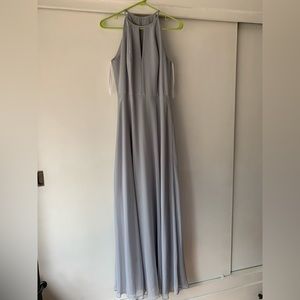 Bella Bridesmaids After Six light gray-blue maxi chiffon dress